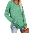 thumbnail image 4 of SWQZVT Long Sleeve Shirts for Women Fall Tops Fashion T Shrts Crew NeckColor Block Casual Tunic Tops Side Split Lightweight Pullover Sweatshirts Green Size L, 4 of 8