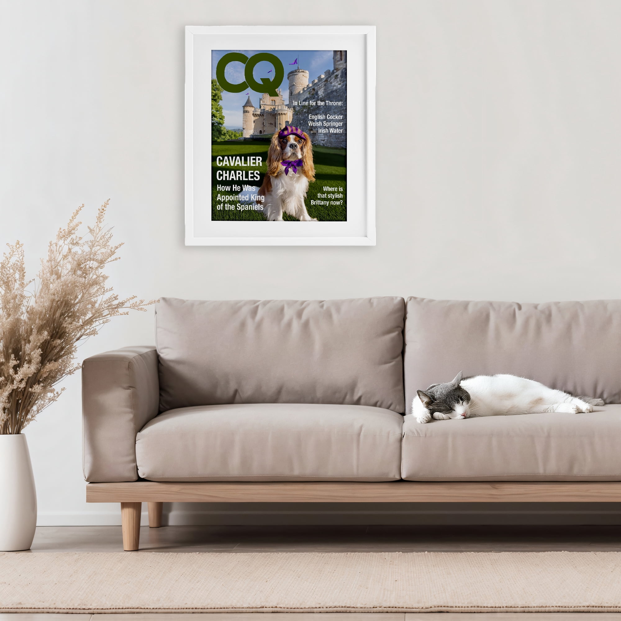 Stupell Industries Royal Cavalier Magazine White Framed Print Under Glass, design by Grotto Studios