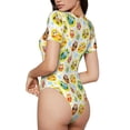 thumbnail image 2 of Pofeuu Colorful Owls 1 Print Short Sleeve Body Suits Women Round Neck Bodysuits for Women Onesie Adult Set Body Suit-, 2 of 7