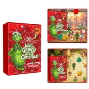 Grinch Christmas Cute Figures Doll Advent Calendar, 2022 Christmas Advent Calendar Contains 24 Gifts, Christmas Countdown Calendar with Surprise Toys, Christmas Collectible Figures Gift for Kids