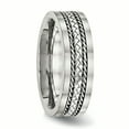 thumbnail image 4 of Stainless Steel Satin & Polished w/Silver Center Inlay Ring Size 9, 4 of 6