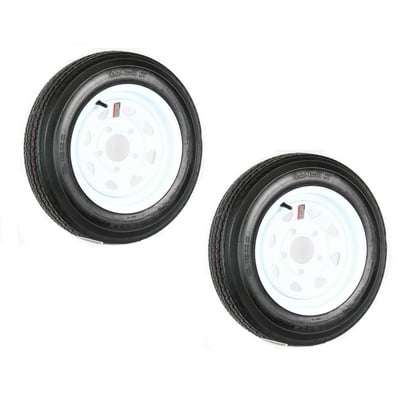 2-Pk Trailer Tire On Rim 480-12 4.80-12 4.80x12 in. LRC 5 Hole White Spoke Wheel