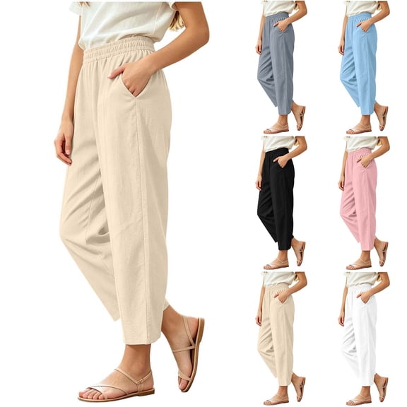 Nilvkv Girls Lightweight Pants, Girls Sweatpants, Solid Color Loose Fit Joggers with Elastic Waist and Side Pockets for Summer Casual Days Pink 9-10 Years