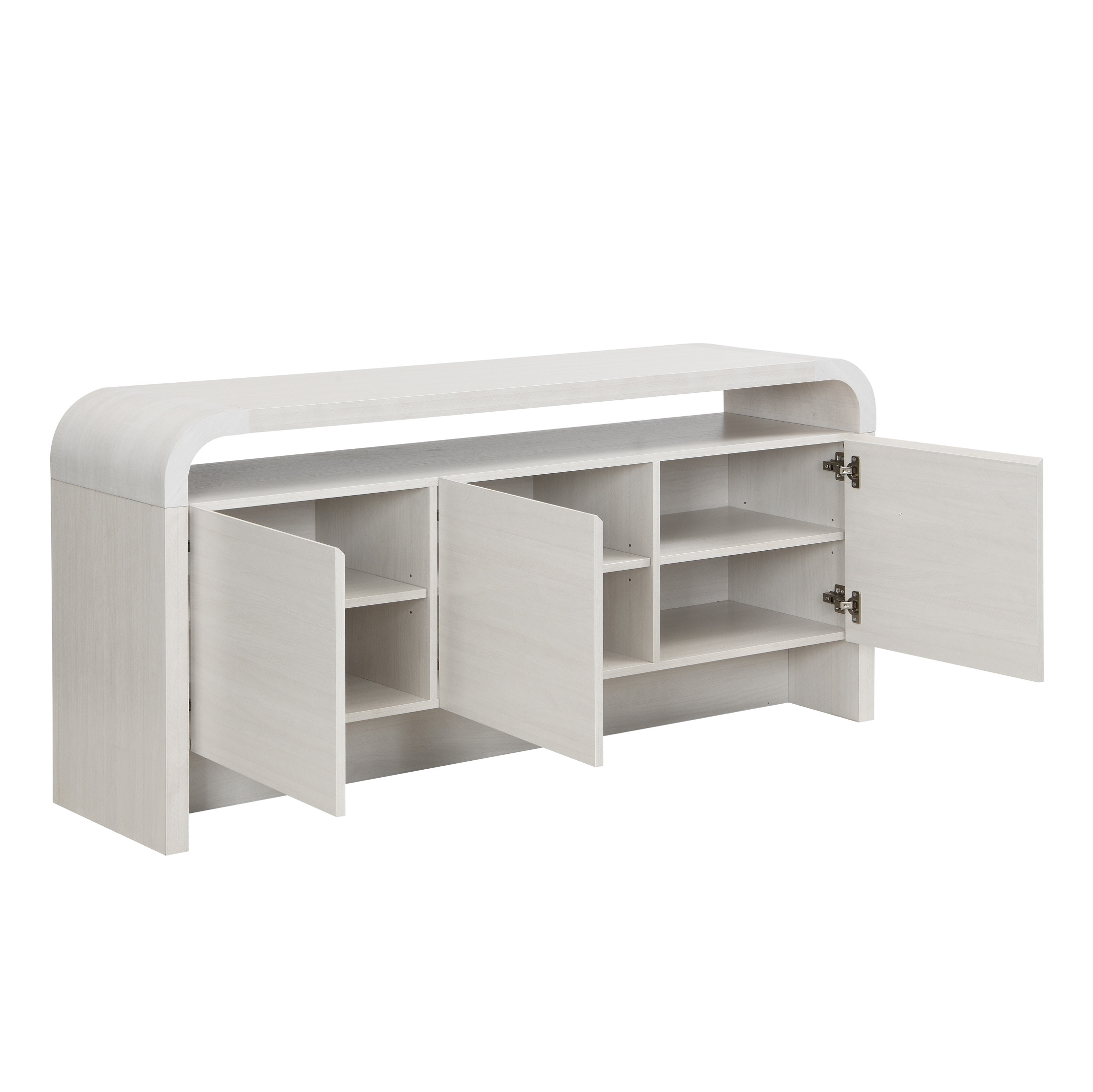 Christopher Knight Home Waterfall Sideboard Cabinet with Open Shelf and Hidden Storage, White Oak