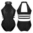 thumbnail image 6 of MSemis Girls Kids Sequins High Mock Neck Cutout Back Tank Leotard, 6 of 7