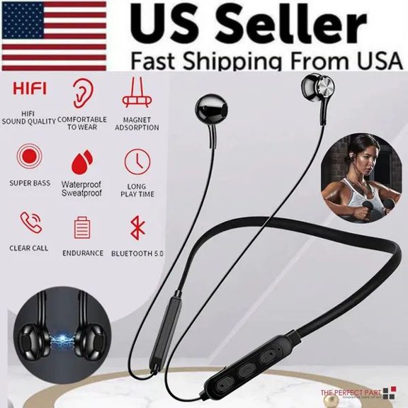 Waterproof Bluetooth 5.0 Wireless Earbuds - Sweatproof In-Ear Stereo Headphones for Sports, Running, Gym Workouts & Calls with Mic
