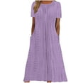 thumbnail image 2 of Meichang Summer Eyelet Dresses for Women Short Sleeve Crew Neck Midi Dressed Eyelet Embroidery Solid Color Dresses Loose Fit Casual Flowy Work Dresses with Pockets Purple XXL, 2 of 6