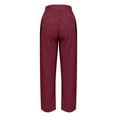 thumbnail image 4 of LLYwey Dress Pants Women Womens Elastic Waist Summer Solid Casual with Pockets Outing Full Length Pants Straight Leg Pants Female Long Pant Style H838 Wine S, 4 of 6
