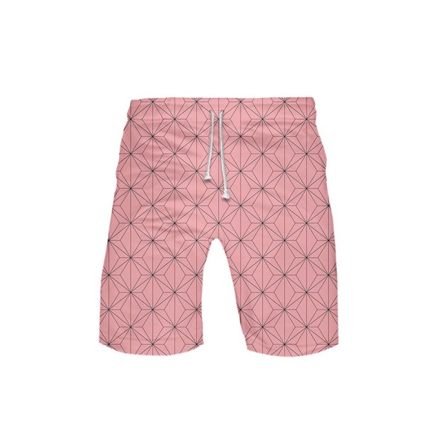 Mens Demon Slayer Anime Printed Swim Trunk Short Funny Bathing Suit