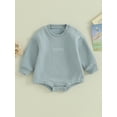 thumbnail image 2 of BemeyourBBs Bubble Romper Baby Girl Boy Newborn Warm Fleece Sweater Romper Solid Crewneck Sweatshirt Long Sleeve Bodysuit Thick Spring Fall Winter Clothes, 2 of 9