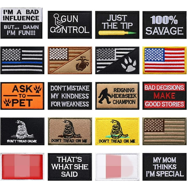 20 Pieces Tactical Embroidery Patch Funny Military Patch Embroidered ...