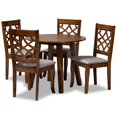 thumbnail image 1 of Juego de comedor de 5 piezas Baxton Studio Mya tapizado en tela gris y madera con acabado marrón nogal, 1 of 2