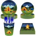 thumbnail image 1 of 141 pcs Camping Adventure Party Supplies Tableware Set Birthday Party Paper Disposable Tableware Set includes Dinner Plates Dessert Plates Cups N, 1 of 5