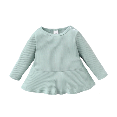 

Mikrdoo Baby Girls Clothes Solid Color Long Sleeve Green Shirt 0-1Months