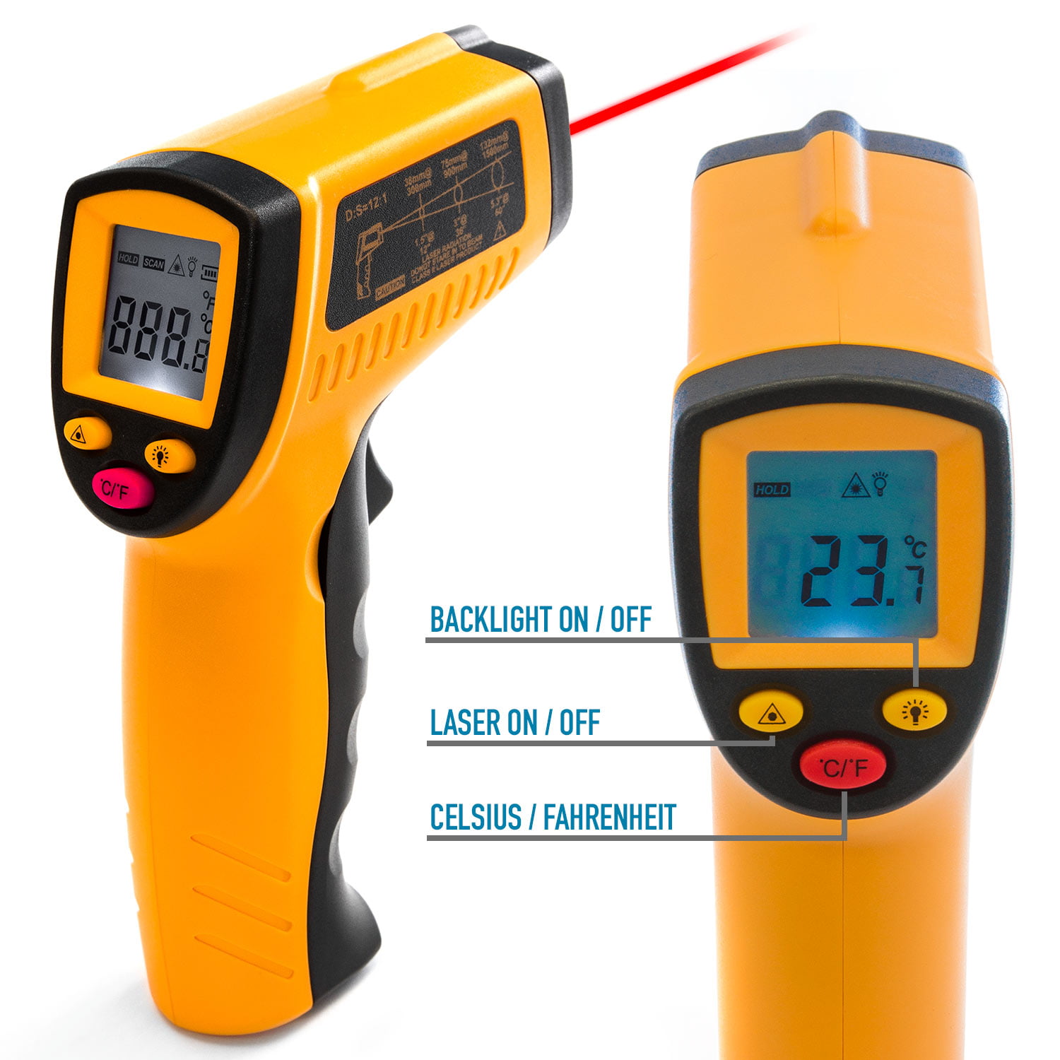 Okeba Digital Temperature Gun Sensor Measuring Heat Laser Infrared IR  Thermometer