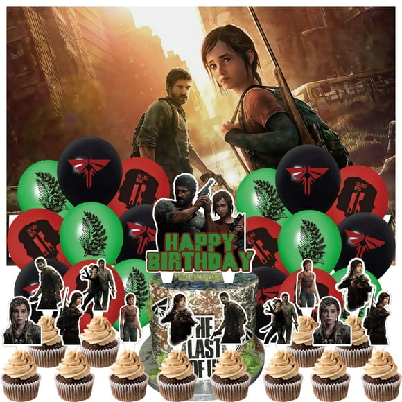 32 PCS For The Last of Us Theme Birthday Party Supplies Party Favor Set,With 5*3ft Birthday 5*3ft Birthday Backdrop Decorations,13 Cupcake Toppers,18 Balloons,All-in-One Party Supply Set