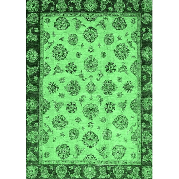 Ahgly Company Indoor Rectangle Oriental Emerald Green Traditional Area Rugs, 2' x 3'