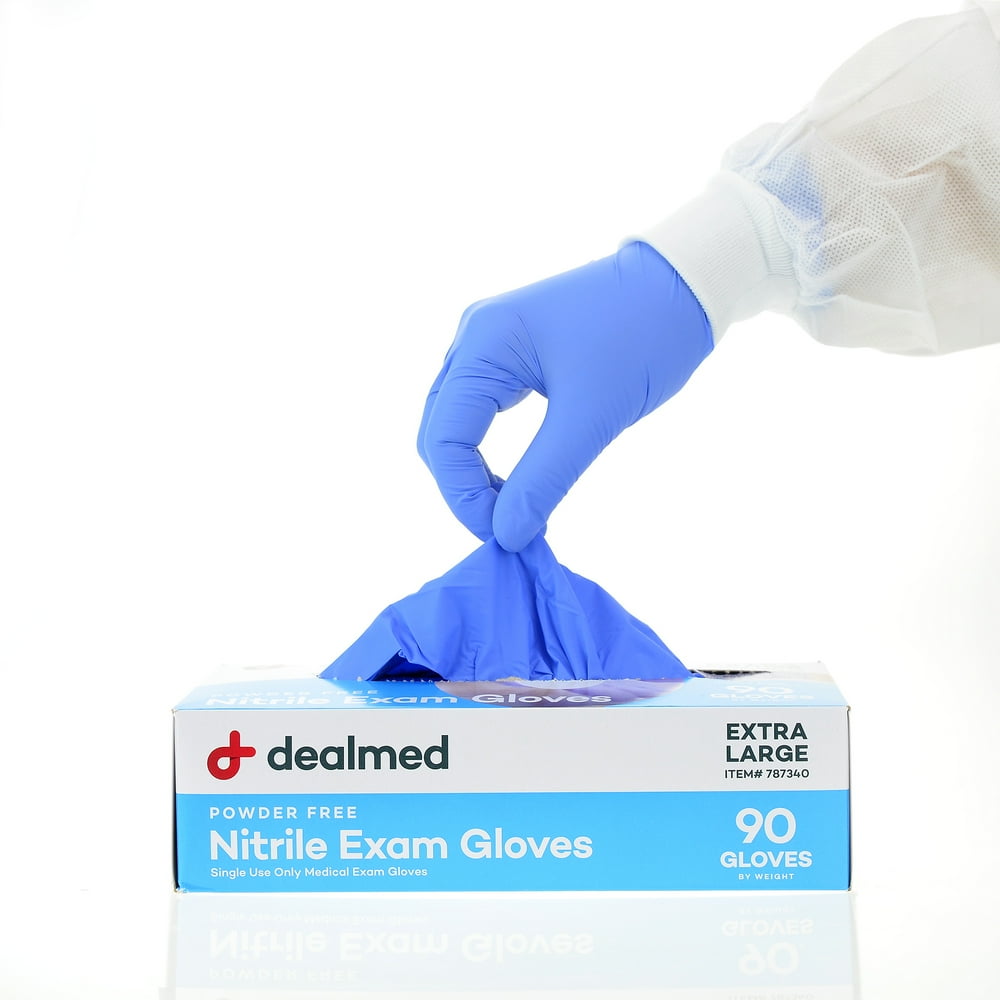 Dealmed Nitrile Exam Gloves, Powder Free, XLarge, 90/Bx
