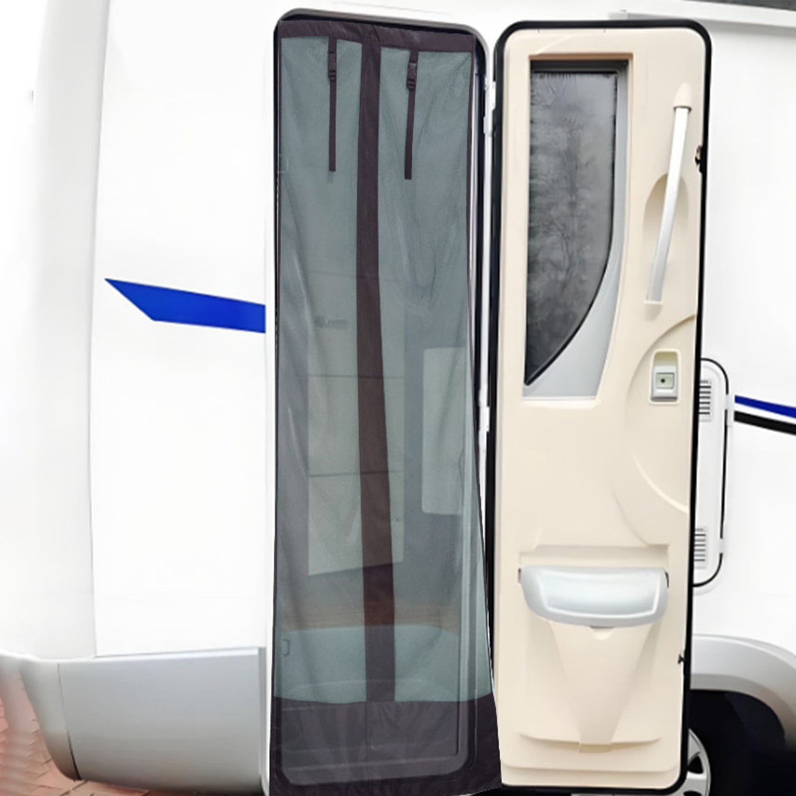 Cevemin Heavy Duty RV Magnetic Screen Door Curtain - Pet-Proof Mesh with Magnetic Closure for Camping, 79.5x28.5in, Tear-Resistant & Bug-Free RV Accessories