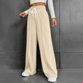 thumbnail image 4 of Hpapadks Casual Pants for Women Solid Versatile Leisure High Waisted Drawstring Wide Leg Sweatpants Slacks for Women Khaki L, 4 of 7