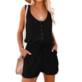 thumbnail image 5 of Summer Sleeveless Women Casual Low Round Neck Romper Jumpsuit Shorts with Pockets, 5 of 5
