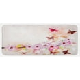 thumbnail image 1 of Peach Kitchen Mat, Spring Flower Arrangement with Little Butterflies Wildflowers on Branch, Plush Decorative Kitchen Mat with Non Slip Backing, 47" X 19", Multicolor, by Ambesonne, 1 of 1