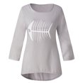 thumbnail image 3 of Gibobby Camisa Elegante Para Mujer Blusa holgada de lino de manga larga de talla grande para mujer, blusa tipo túnica de verano para mujer（Gris， XXXXL), 3 of 5