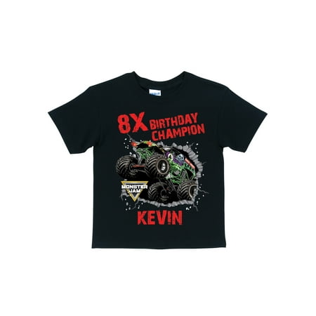 Personalized Monster Jam Black Toddler T-Shirt - Birthday Champion