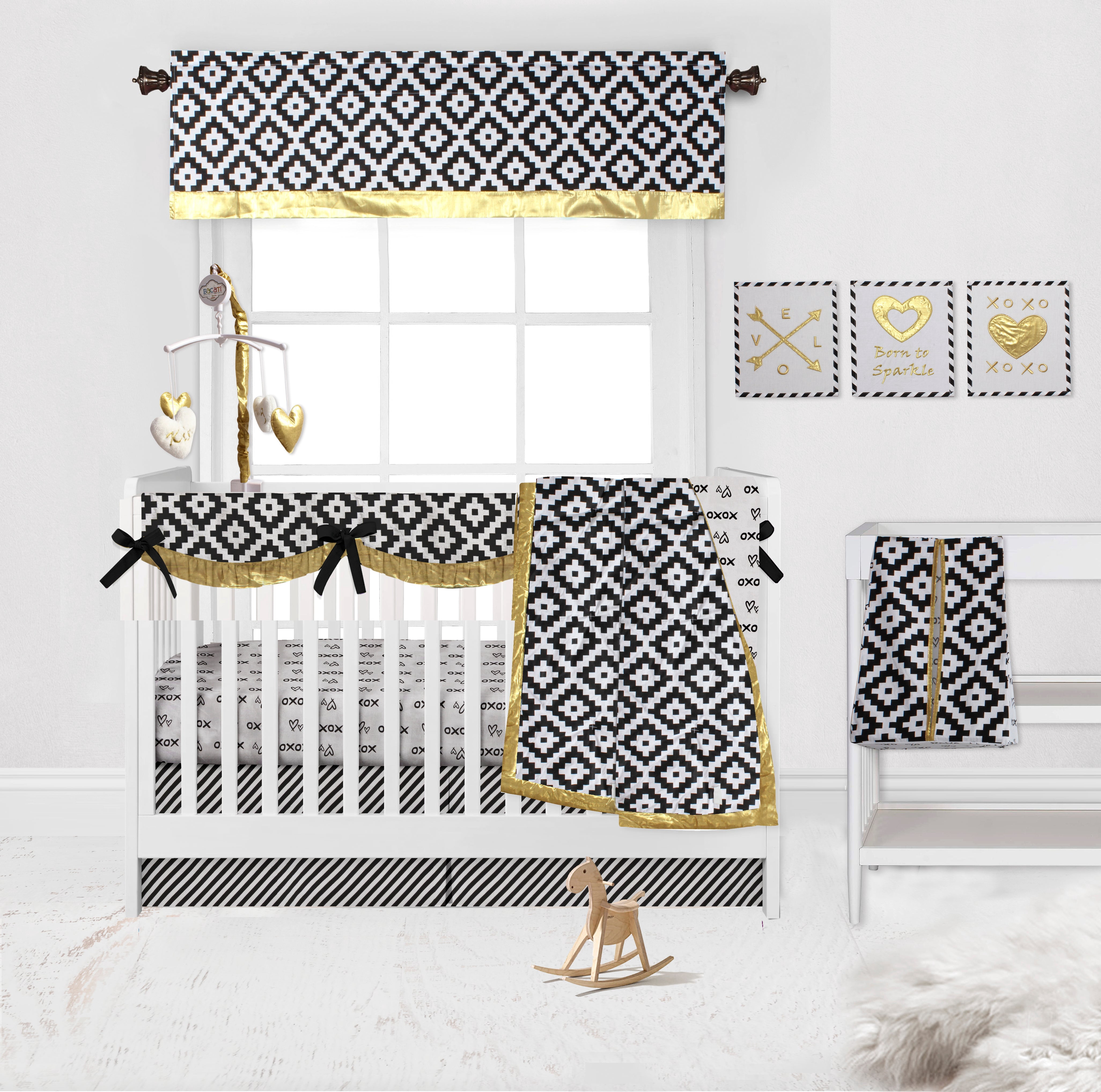 Bacati - Aztec Love Black/Gold Musical Baby Crib Mobile