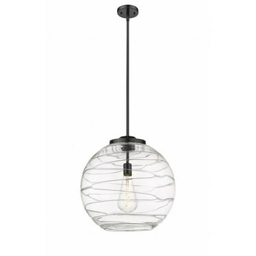 221-1S-BK-G1213-18-Innovations Lighting-Athens Deco Swirl - 1 Light Pendant In Industrial Style-19.5 Inches Tall and 17.88 Inches Wide-Matte Black