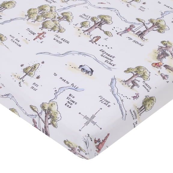 Disney Classic Winnie The Pooh 100 Acre Woods Super Soft Fitted Mini Crib Sheet