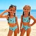 thumbnail image 3 of CCRFTGI Girls Swimsuits Size 7-8 2 Piece Set Swim Vacation Bikinis Beach Holiday Girls Bathing Suit Summer Cute Animal Print Girls Fashion Swim Suit Kids Bikini Swimwear Cyan 2-3 Years, 3 of 9