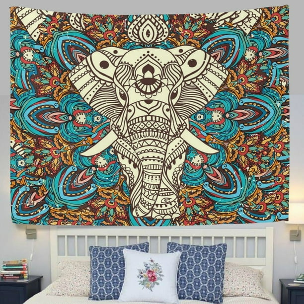 POPCreation India Tapestry Ethnic Art Mandala India Elephant Fabric