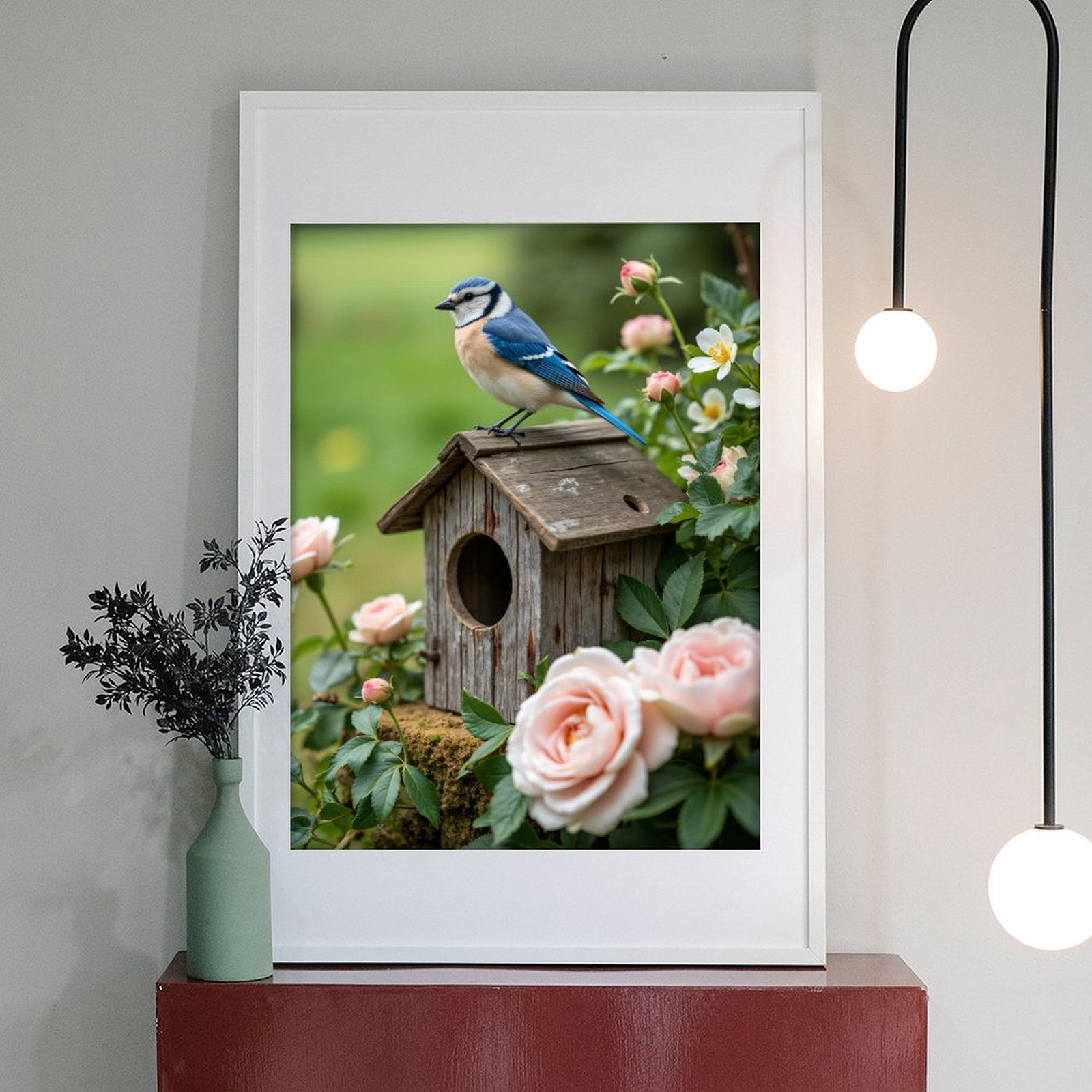 Diamond Art Kit for Adults, Blue Bird Wooden Birdhouse Roses Diamond Painting for Adults Beginners, 5D DIY Diamond Art Painting Kits, Colorful Diamond Painting Craft for Home Decor 12x16