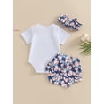 thumbnail image 4 of Coduop Baby Girls Outfit Set,Short Sleeve Romper with Baseball Print Shorts and Hairband 3Pcs Set, 4 of 9