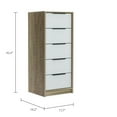 thumbnail image 4 of DEPOT E-SHOP Egeo 5 Drawer Dresser, Vertical Dresser, White / Light Oak, 4 of 7