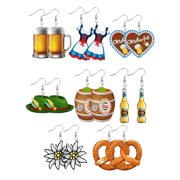 8 Pairs Oktoberfest Acrylic Earrings For Bavarian Jewelry Beer Dangle Earrings Oktoberfest Holiday Jewelry Party Lightweight Acrylic Double Side White - 15X11CM