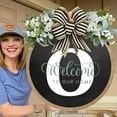 thumbnail image 2 of Funny Welcome Sign Round Outdoor Indoor Spring Wreath Farmhouse Porch Decoration Home Wall Sign for Housewarming Summer Fall, 2 of 8