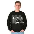 thumbnail image 4 of Original Hipster Mustache Blerd Men's Crewneck Sweatshirt Brisco Brands S, 4 of 4