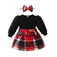 thumbnail image 1 of Vestido Noubeau con lazo navideño a cuadros rojos con mangas abullonadas, 12 a 18 m, 1 of 7