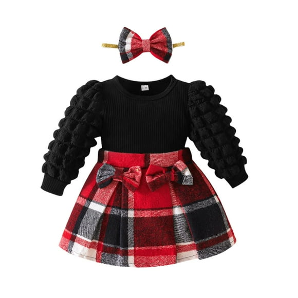 Vestido Noubeau a cuadros rojos para niña de 0 a 3 meses