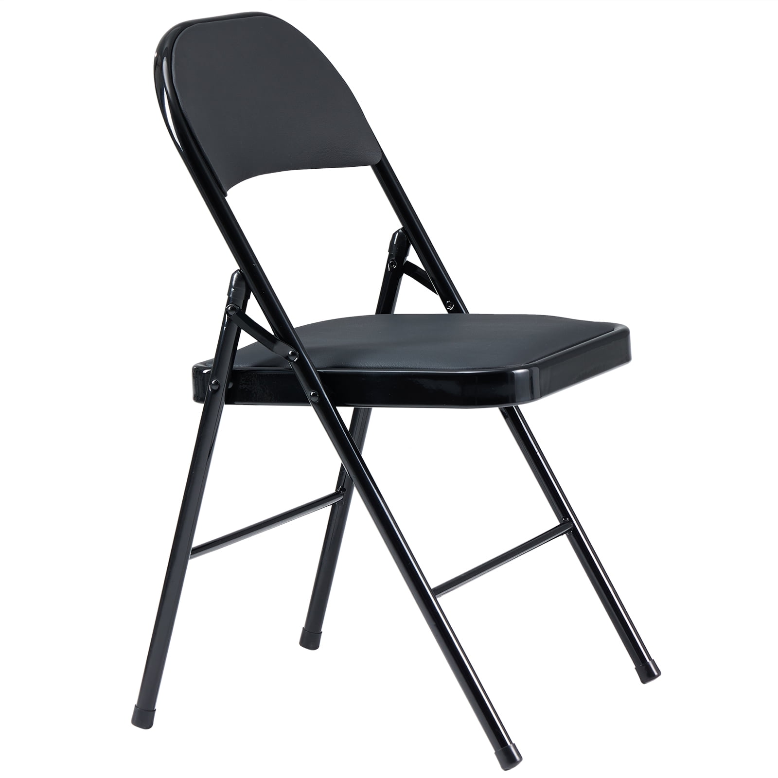 Ktaxon 4 Pack Folding Chairs Wedding Party Chair Foldable Dining Chair with Metal Frame and Soft Cushion Black