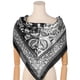 thumbnail image 2 of INSPIRAR CHIC Mujeres Pañuelo de Satén Cuadrado 35" Gran Pañuelo de Seda con Diseño Paisley para el Cabello, Envoltura para Dormir, Bandanas 90x90cm/35.4x35.4" Negro Blanco, 2 of 6