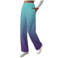 thumbnail image 2 of Lounge Pants for Women Plus Size Fleece Sweatpants High Waist Elastic Waist Gradient Color Long Trouser with Pockets, 2 of 9
