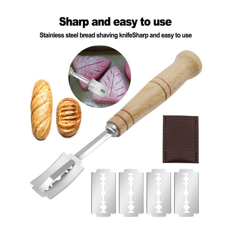 Bread Cutter Lame Wooden Handle Bread Slashing Dough Scoring Knife with  5Pcs Replaceable Blade Bread Making Kitchen Baking Tools