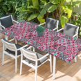 thumbnail image 2 of Vintage Middle Century Table Cloths for 8 Foot Rectangle Tables, Abstract Bohemia Style Aztec Pink Patio Waterproof Elastic Fitted Tablecloths, Washable Rectangular Table Cover for Camping, 2 of 8