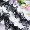 thumbnail image 4 of 5 Yards Pleated Organza Ribbon Gathered Beading Trimmings Black Chiffon Lace Trim 4-3/8" Chiffon Beads Lace Edge Trim Ruffled Ribbon Fabric Garment Accessories for Diy Applique Sewing Craft, 4 of 8