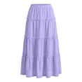 thumbnail image 6 of Rciityk Skirts for Girls Summer Eyelet Ruffle Hem Maxi Skirt Solid Color Elastic High Waist A-Line Casual Skirt 4-15 Years, 6 of 7