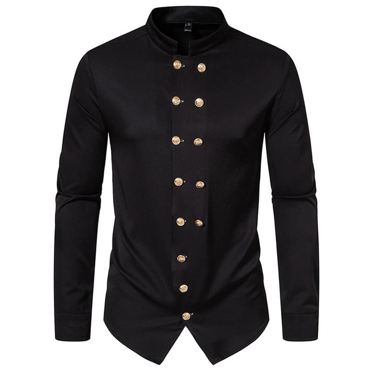 Njoeus Men's Banded Collar Double Breasted Dress Shirt Slim Fitted Long Sleeve Mandarin Collar Party Shirt Suit - Walmart.com Njoeus Men's Banded Collar Double Breasted Dress Shirt Slim Fitted Long Sleeve Mandarin Collar Party Shirt Suit - Walmart.com