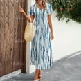 thumbnail image 4 of 2024 New Women‘s Dresses Striped Print Summer Elegant Midi Dresses Vacation Feamle Short Sleeve Dress Fashion Oversized Clothes, 4 of 7